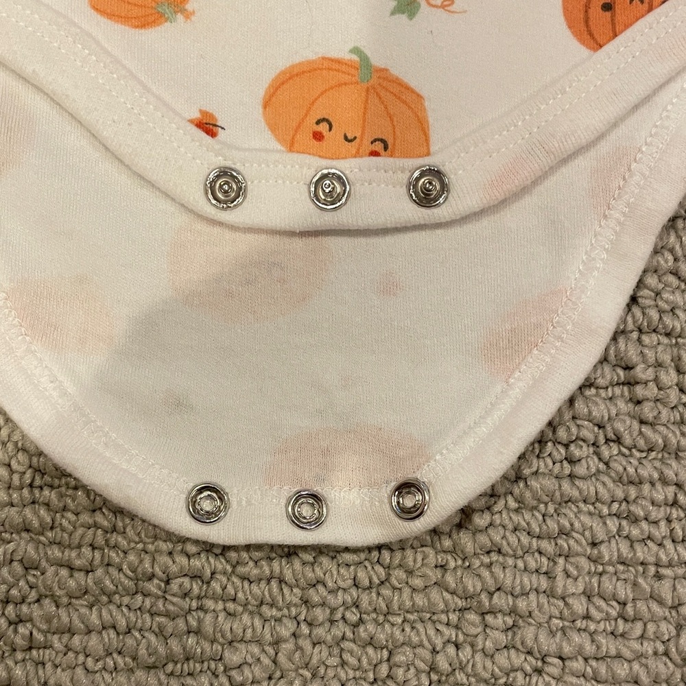 Pumpkin Patch Patterned Kids Bodysuit - White & Orange colored - Picture 4 of 4